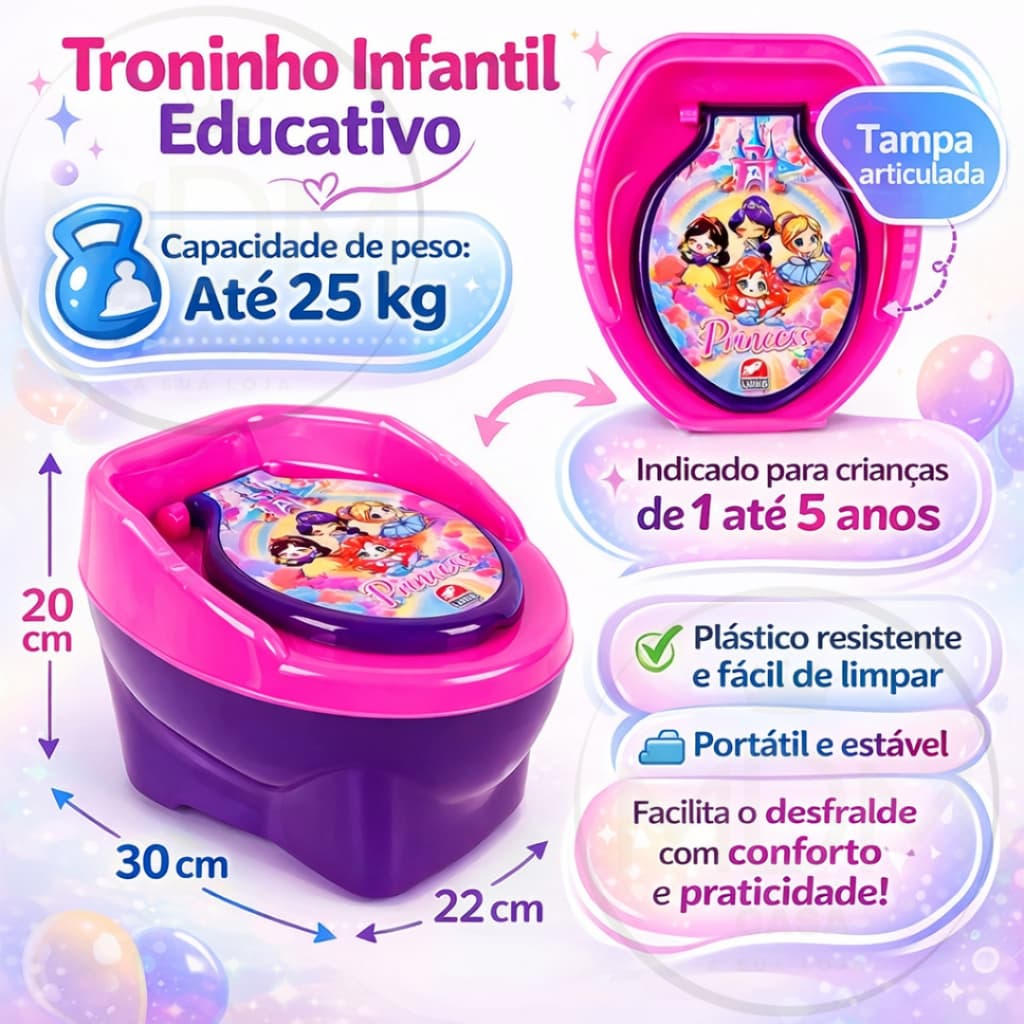 Penico Troninho Infantil 3 em 1 com Redutor de Acento Penico de Transição Desfraude