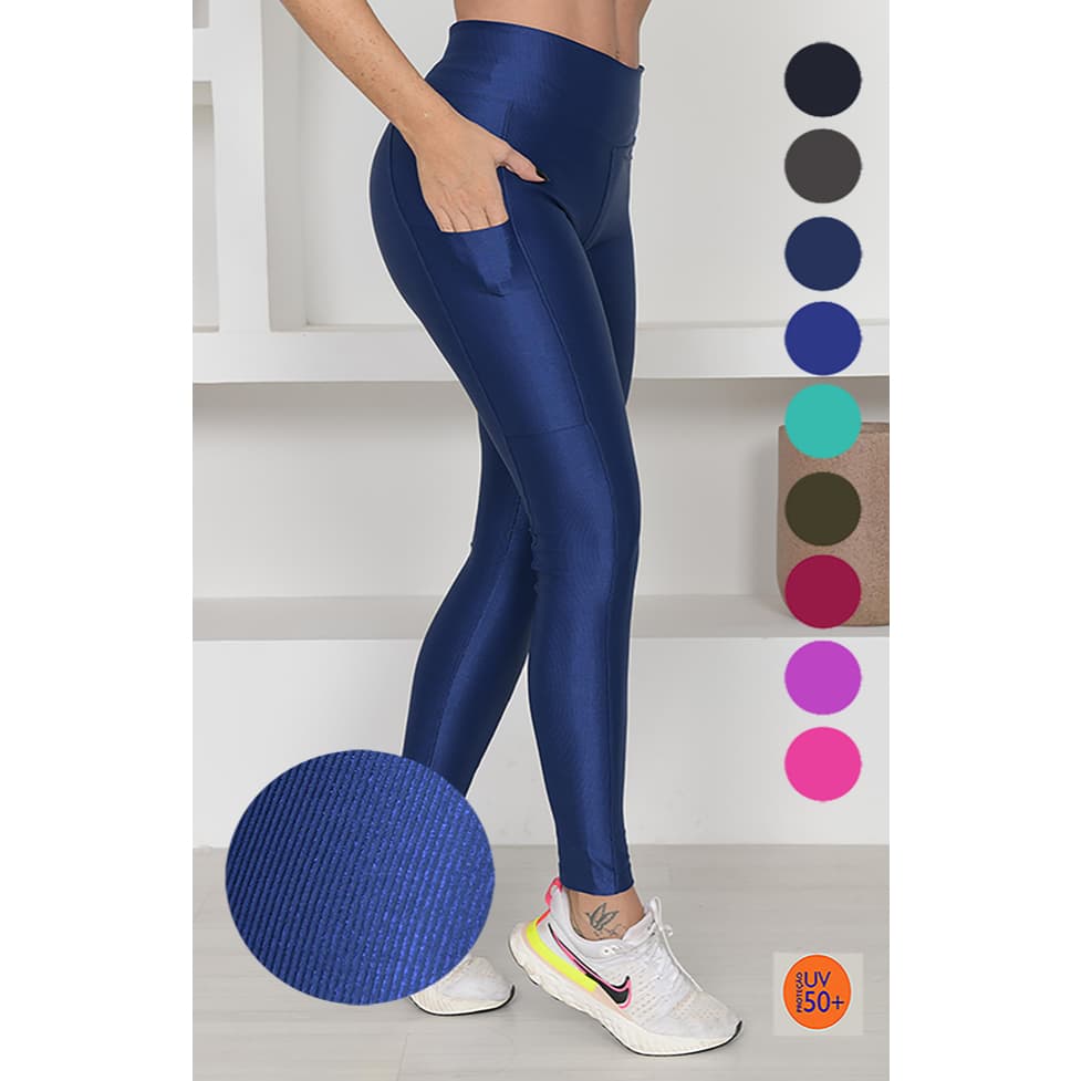 LEGGING C/BOLSO POLIAMIDA BRILHO UV50+ REF:055