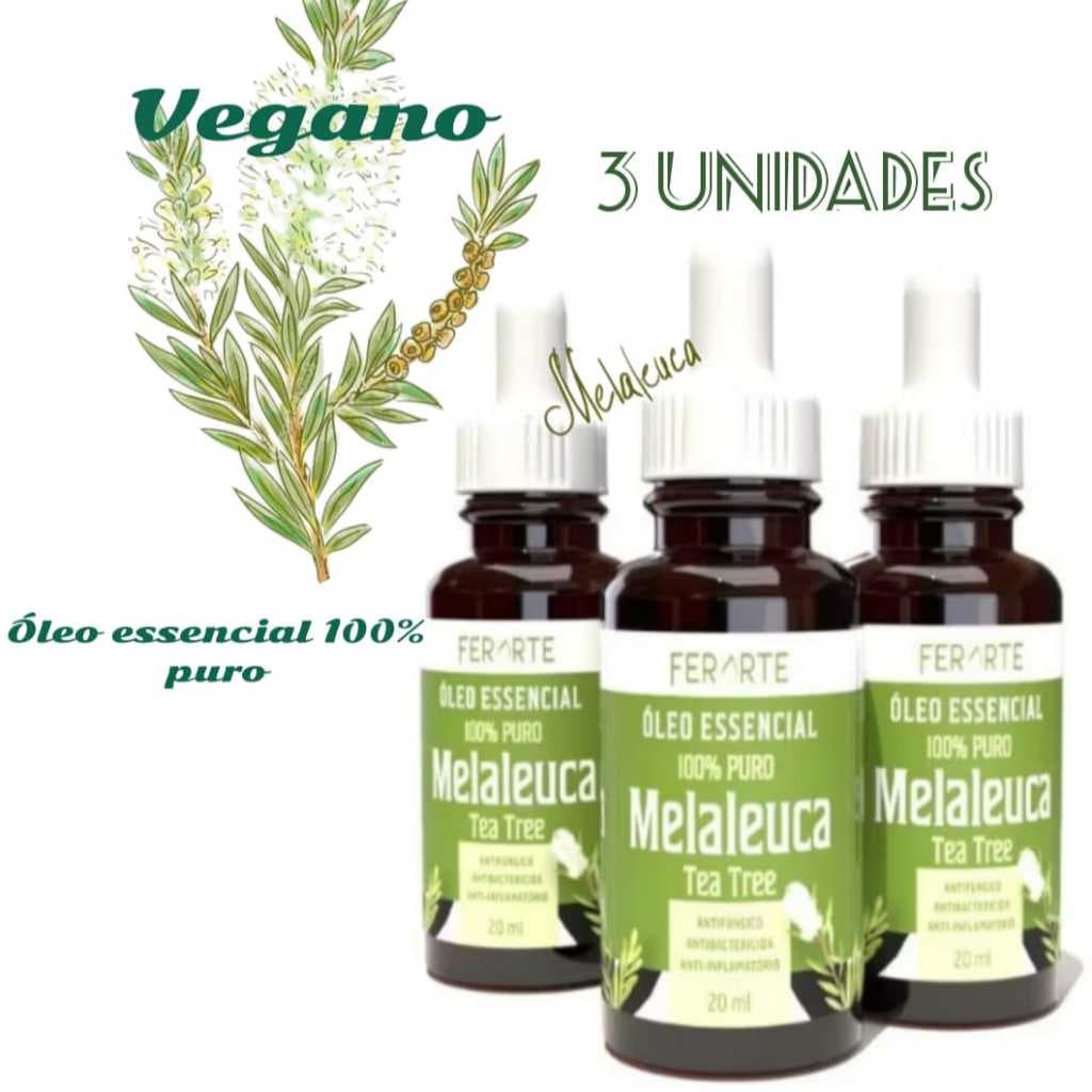 Kit 3 Óleos essenciais Melaleuca 100% puro combate micose, cuidados intimos.