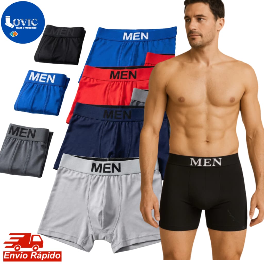 Kit Cuecas Boxers Masculina  Conforto Adulto de Microfibra Kit 5 ou Kit 3