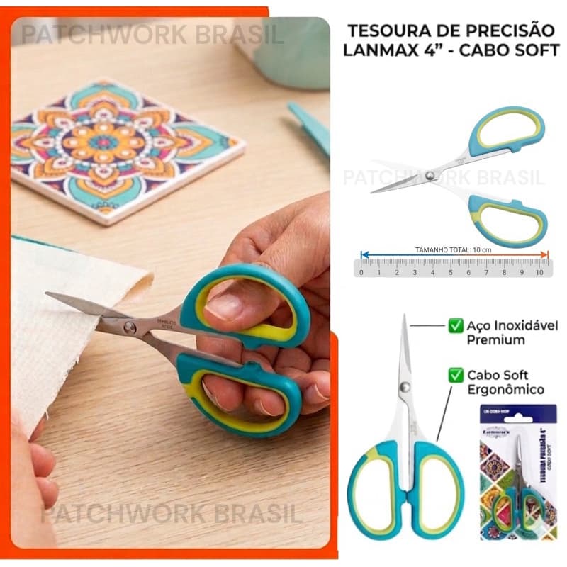 Tesoura De Precisão Fina Patchwork Artesanato Costura 10cm