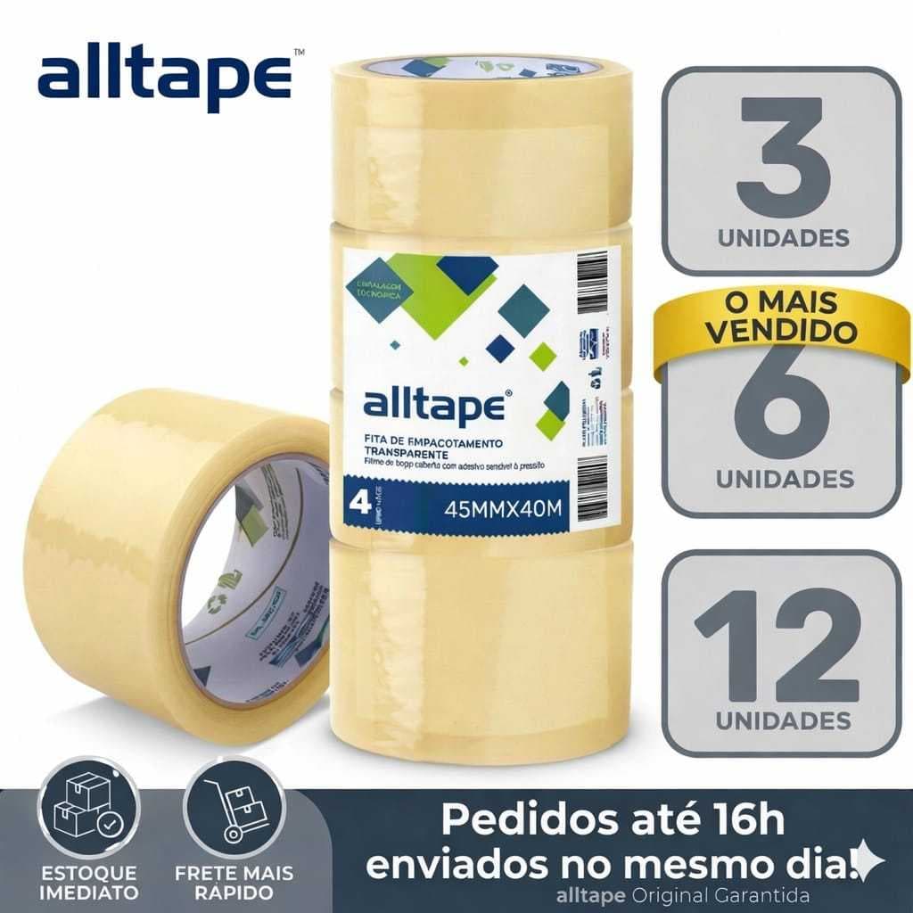 Fita Adesiva Transparente 45mm x 40m Durex | Kit Econômico 3, 6 ou 12 Unidades – Alta Qualidade