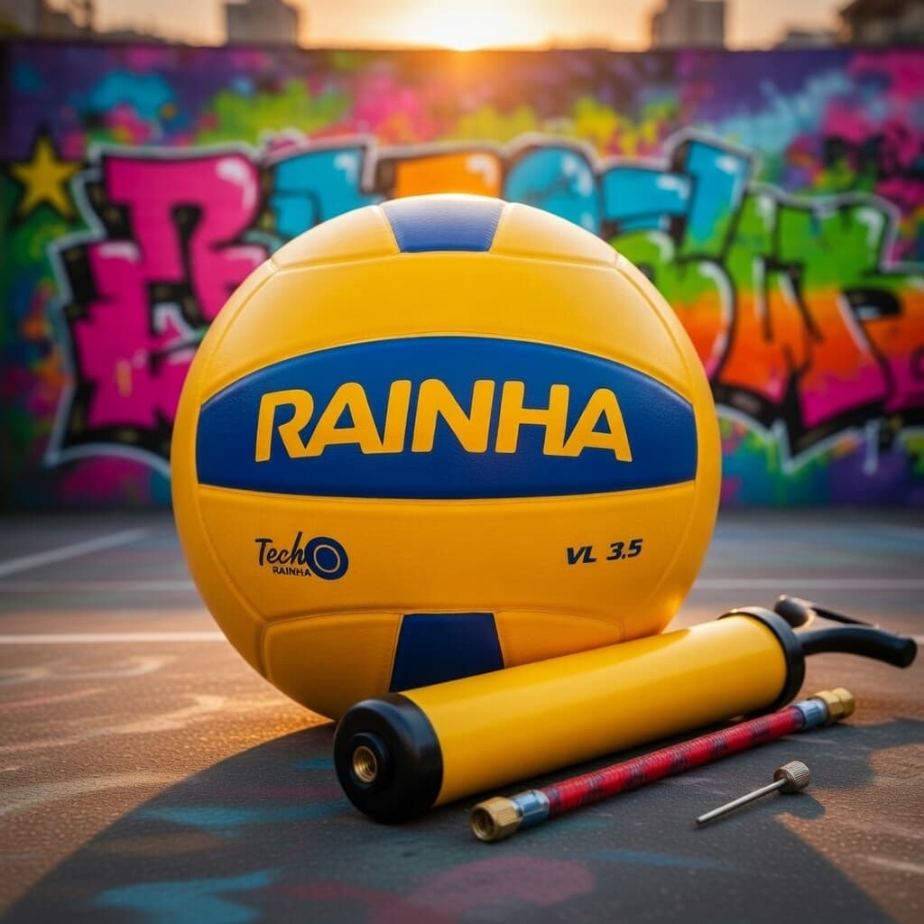 Bola Profissional Vôlei Rainha 3.5 Oficial Lisa + Bomba de Ar, Quadra E Areia Para Jogos, Treino.