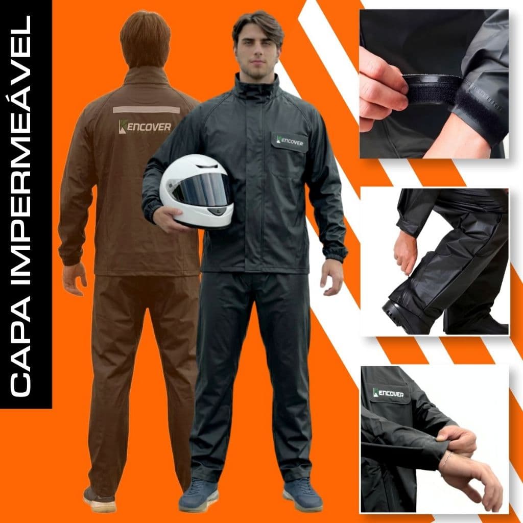 Capa de Chuva Impermeavel Conjunto Completo Pvc Combate kencover Para Motoqueiro Adulto