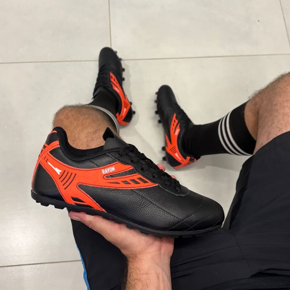 Chuteira Rayon Masculino Unissex Society Couro Legitimo Resistente Colada Costurada Campo Sintético