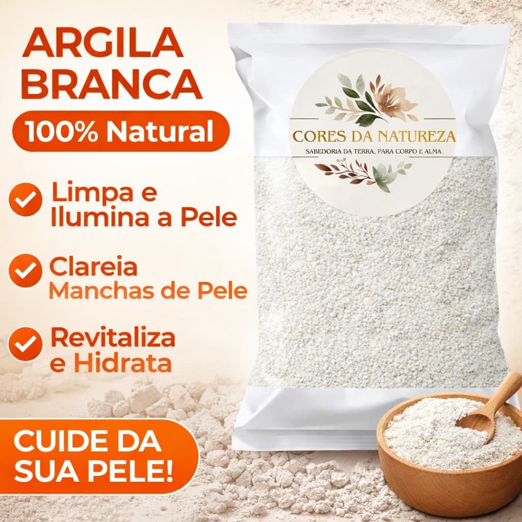 Argila Branca Clareadora em pó 100% Pura