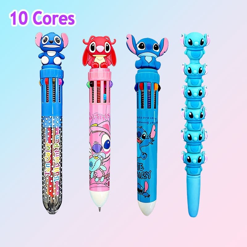 Caneta Esferografica Stitch 10 Cores Student Graffiti Caneta Multi Criativa Prêmios Material De Escritório