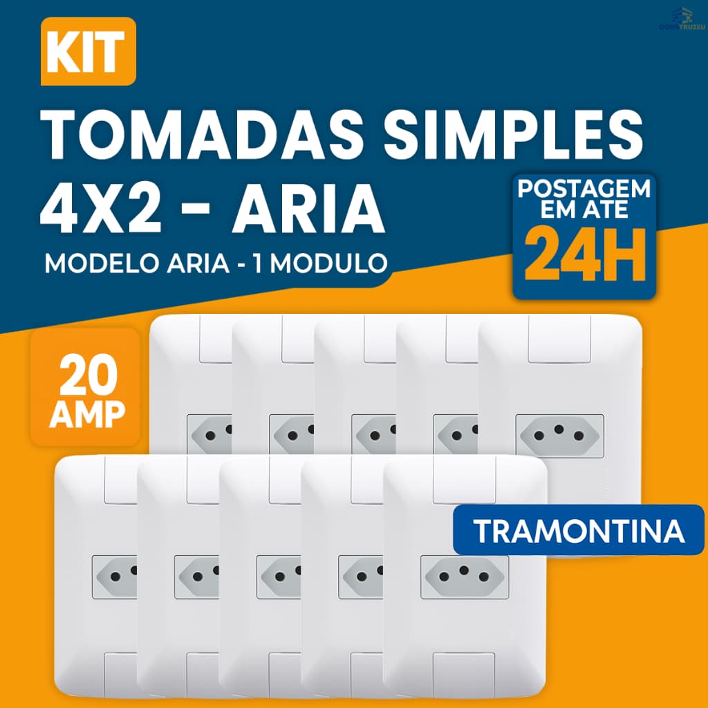 Kit Conjunto Tomadas 20A 250v 4x2 Aria Para Cozinha e Eletrodomesticos Tramontina