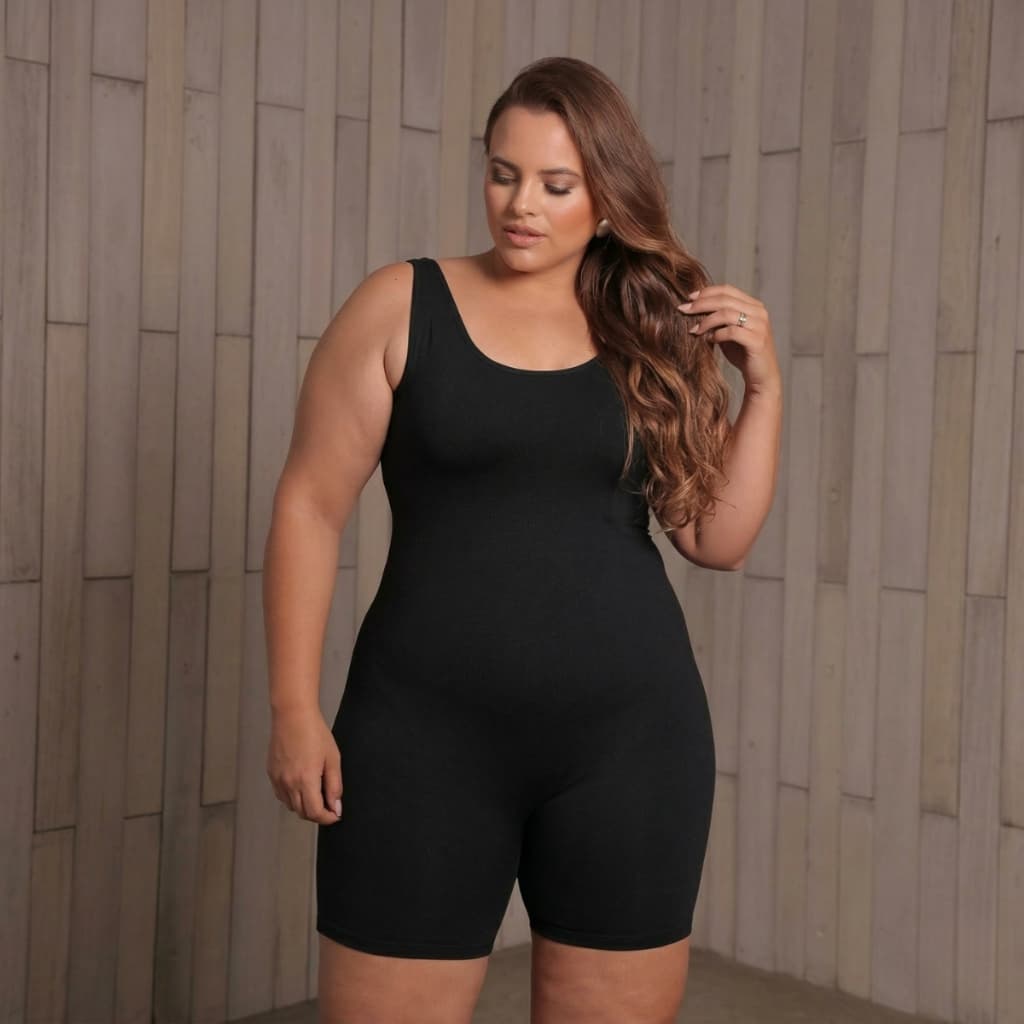 Macacão Feminino Plus Size Alça Larga Fitness Confortável Academia Confortável