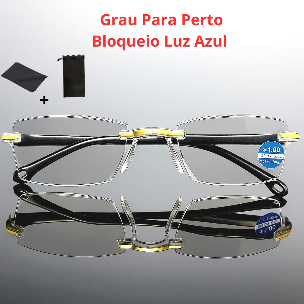 Óculos De Grau Leitura Inteligente Para Perto Proteção Luz Azul + Caixinha Flanela