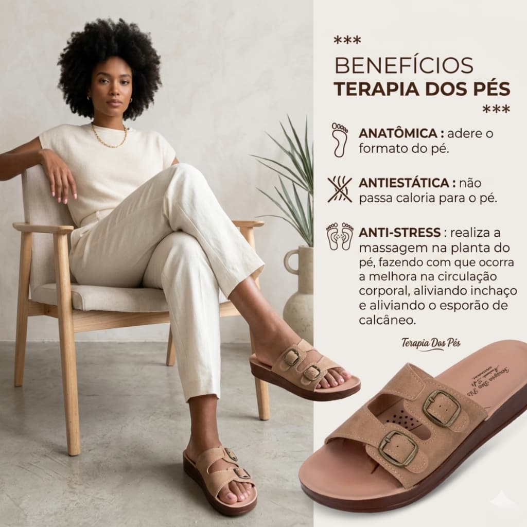 Sandália Terapia Dos Pés Original Ortopédica Feminina: Anatômica para Fascite, Esporão e Alívio Imediato