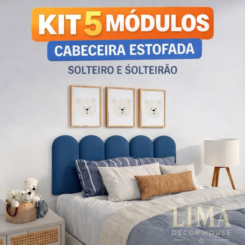 Cabeceira cama infantil Cama Solteiro box Estofada suede 5 Placas Nuvem MDF 45x20 ENVIO RAPIDO