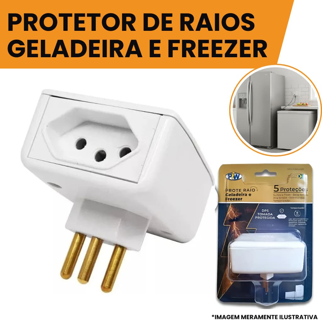 Protetor contra Raios Surtos Queda de energia ProteRaio Geladeira e Freezer