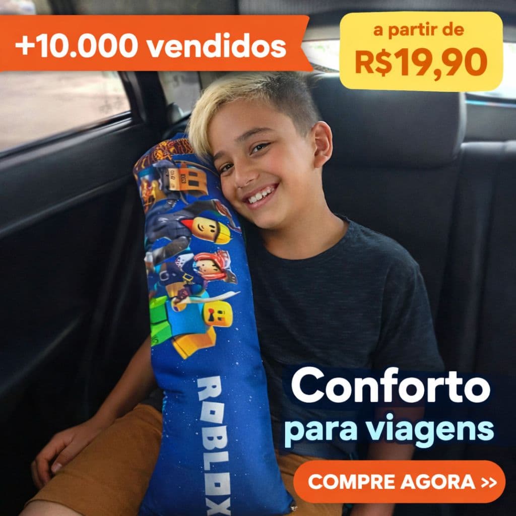 Almofada Cinto Segurança Infantil Carro Conforto Viagem Criança Descanso Estampada