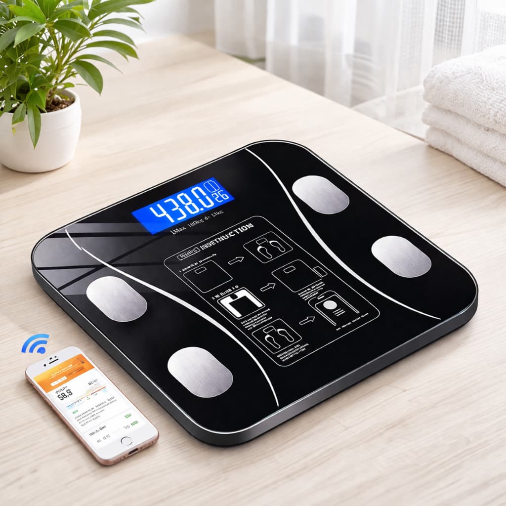 Balança Digital Inteligente Bioimpedância Bluetooth IMC Gordura Corporal Muscular Fitness Academia