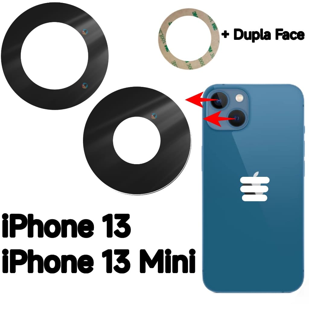Vidro da Camera Para iPhone 13 / iPhone 13 Mini Lente da Câmera 2 unidade Traseira Vidrinho Traseiro