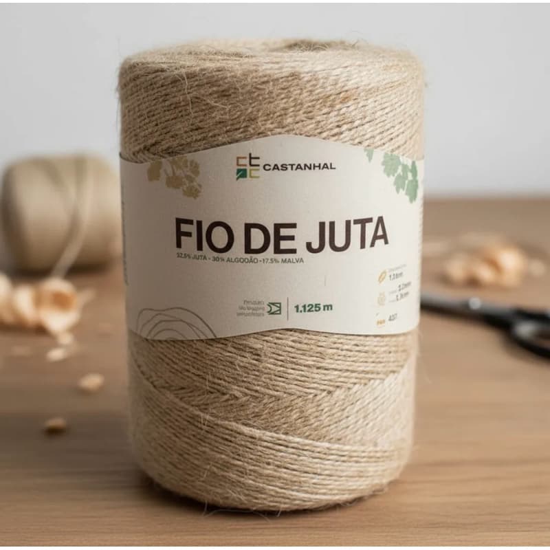 Fio de Juta Engomado 10/2 e 10/4 500g Natural Resistente Para Artesanato Decoração Tapetes e Amarrações