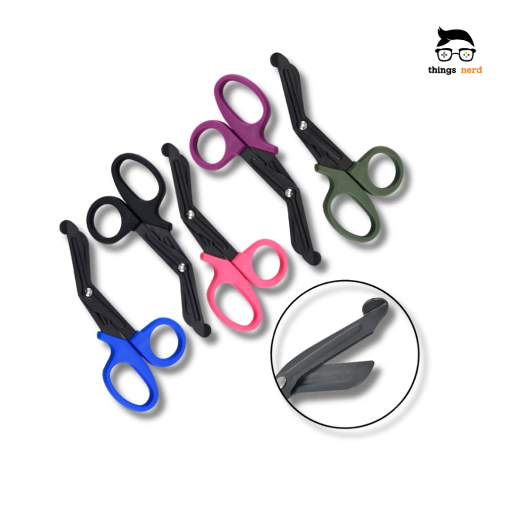 Tesoura Tática Ponta Romba Aph Primeiros Socorros Emergência Cortar Roupas Gaze Fios Varias Cores