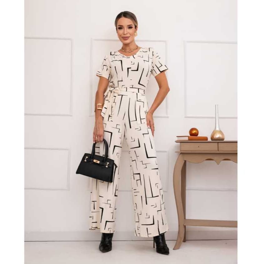 Macacao Saruel feminino longo com cinto e bolso