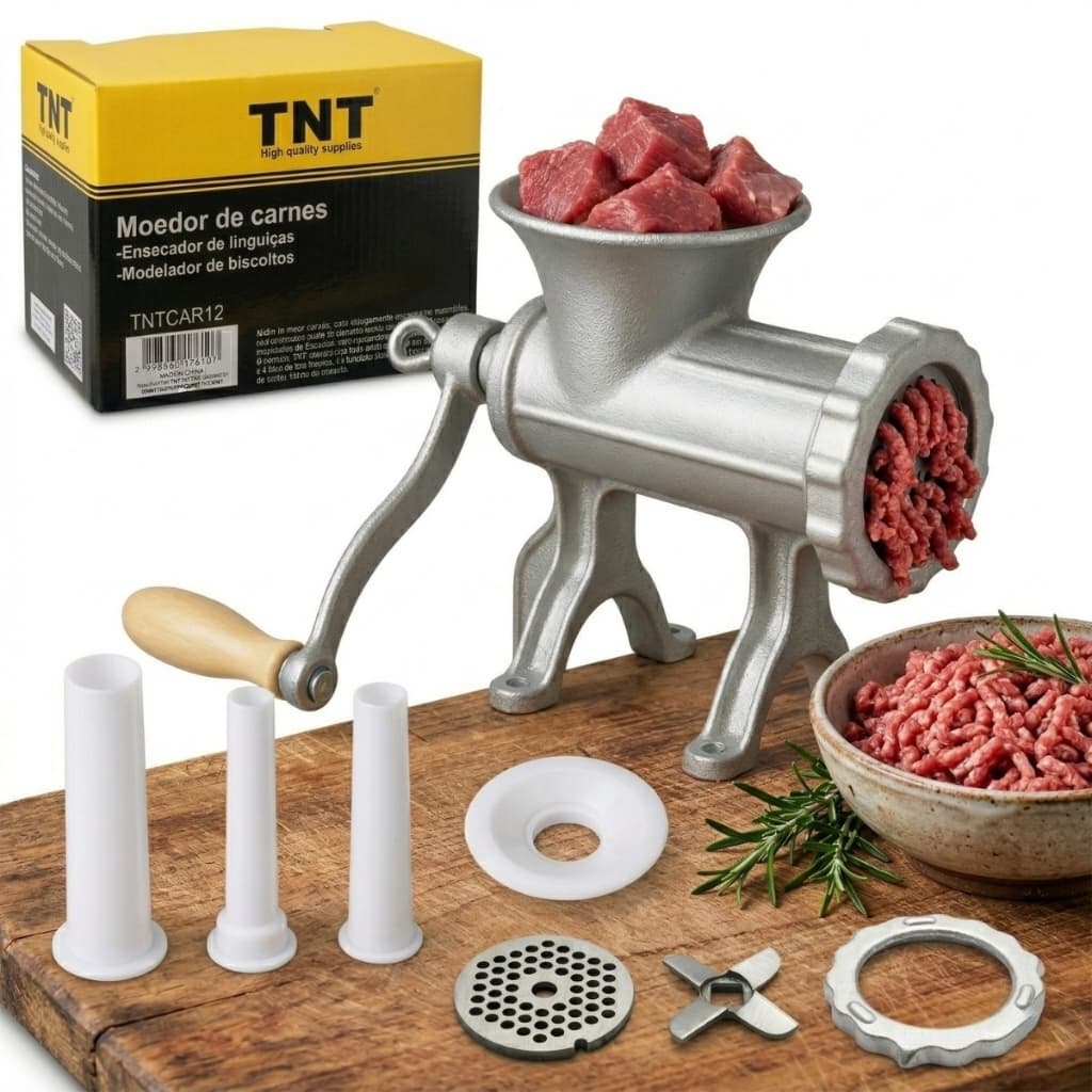 Moedor De Carne Manual Com Acessórios Nº 12 Para Hamburguer