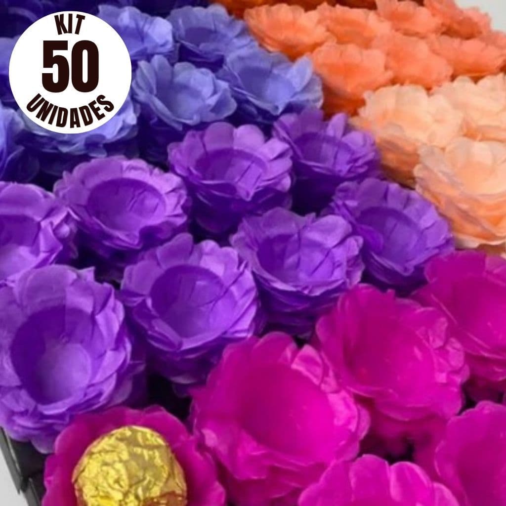 Kit 40 Forminhas para Doces Finos Formato Flor Para Festa Casamento Aniversário Floral LEVE 50 PAGUE 40