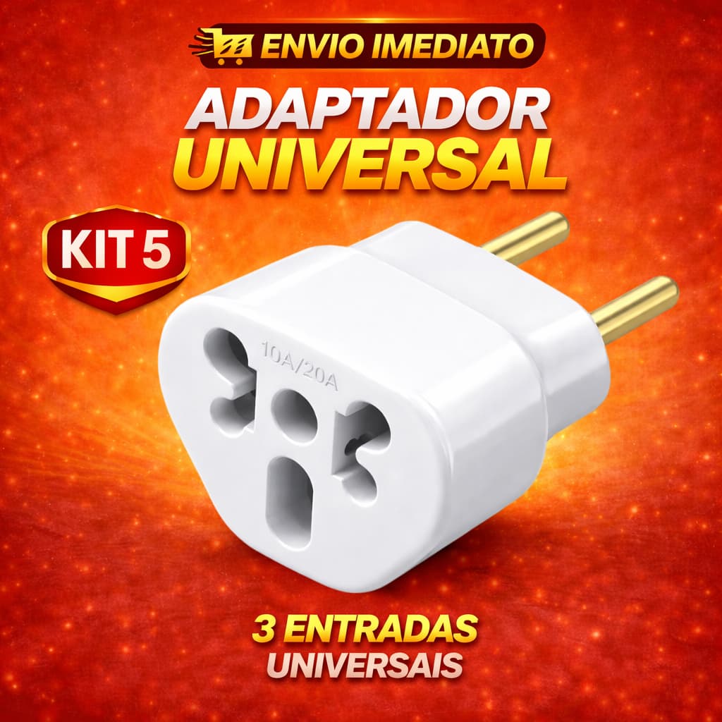 Adaptador de Tomada Universal 1, 3, 5, 10 Unidades Benjamim Bob Love 10a/20a 250v Bivolt T Kit