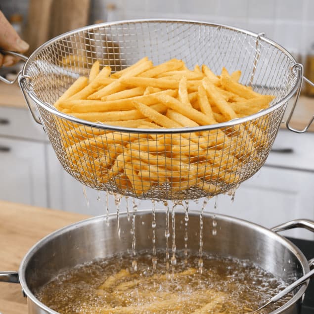 Cesto para Fritura Fritadeira Inox 22/26cm Reforçado c/ Pegador