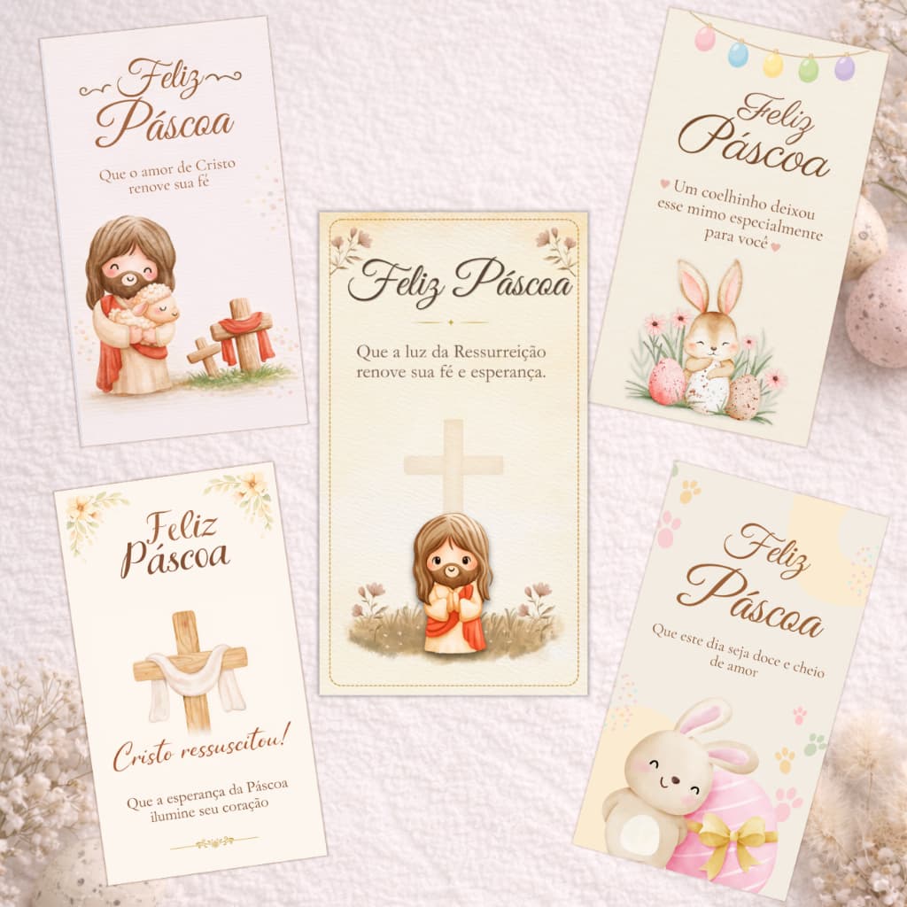 Cartões de Páscoa 5x9cm - Tags cristãs para Mimos, lembrancinhas e Clientes / kits 30, 50, 100 un