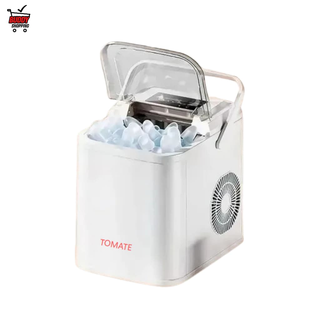 Máquina de Fazer Gelo Ciclo Rápido Tomate-1,3L 12Kg Dia Uso Doméstico Compacta Portátil