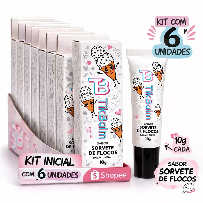 Tik Balm Sorvete de Flocos 10g Balm Labial Hidratante
