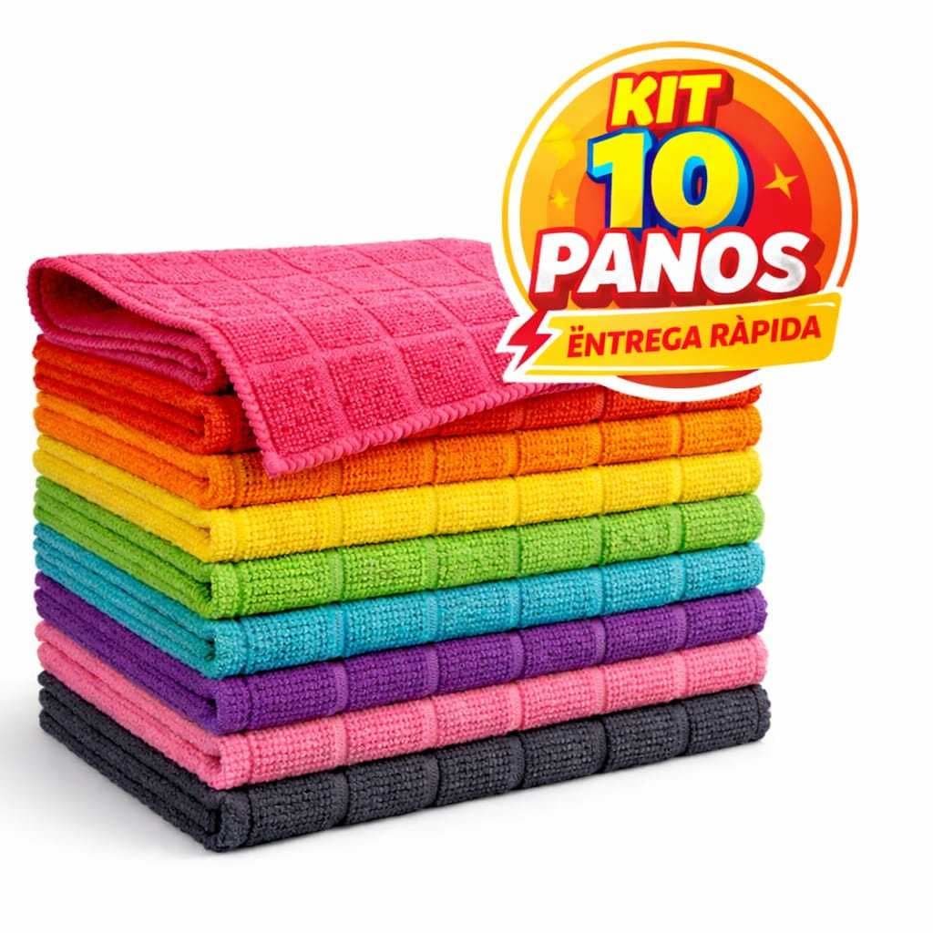 Kit 10 Panos De Limpeza Microfibra alta absorção Multiuso