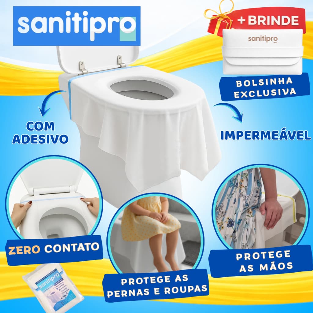 Protetor De Vaso Assento Sanitário 40un Com adesivo Descartável Impermeável Para Privada com Estojo