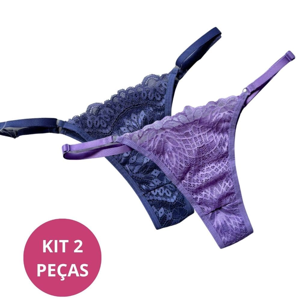 Kit 2 Calcinhas de Renda Regulável Confortável Sem Costura Lingerie Feminina Dia Dia Não Marca