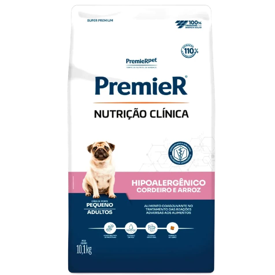 Ração Premier Nutrição Clínica Hipoalergênico Cães Adultos Pequeno Porte Cordeiro 10,1kg