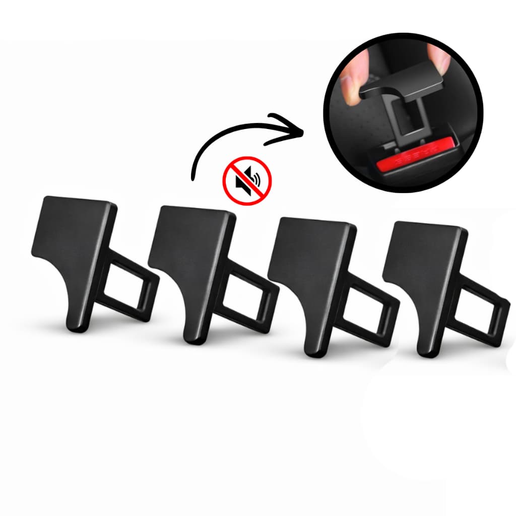 Kit Clipe Fivela Cinto de Segurança Universal para Carro Plug Alarme Sonoro Extensor Oculta Discreta