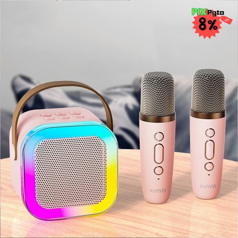 Caixa De Som C/ Microfones Karaokê Bluetooth - Brincadeiras em Família