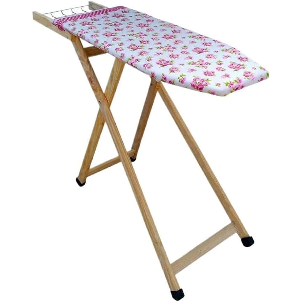 Mesa Tabua de Passar Roupas de Madeira com Regulagem Altura e porta Ferro
