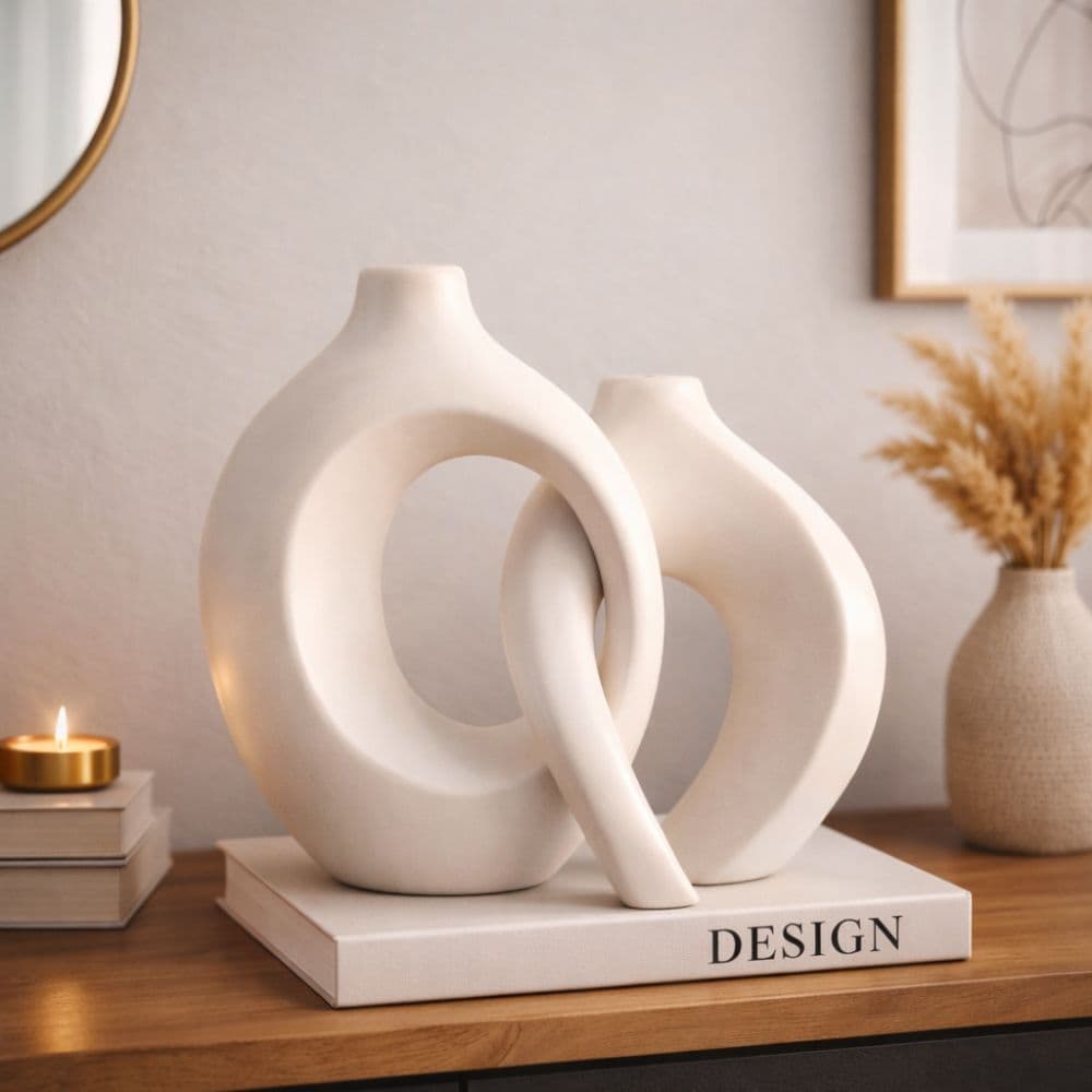 Dupla de Vasos Mônaco em Cerâmica – Design Moderno para Sala, Aparador, Quarto, escritório, rack