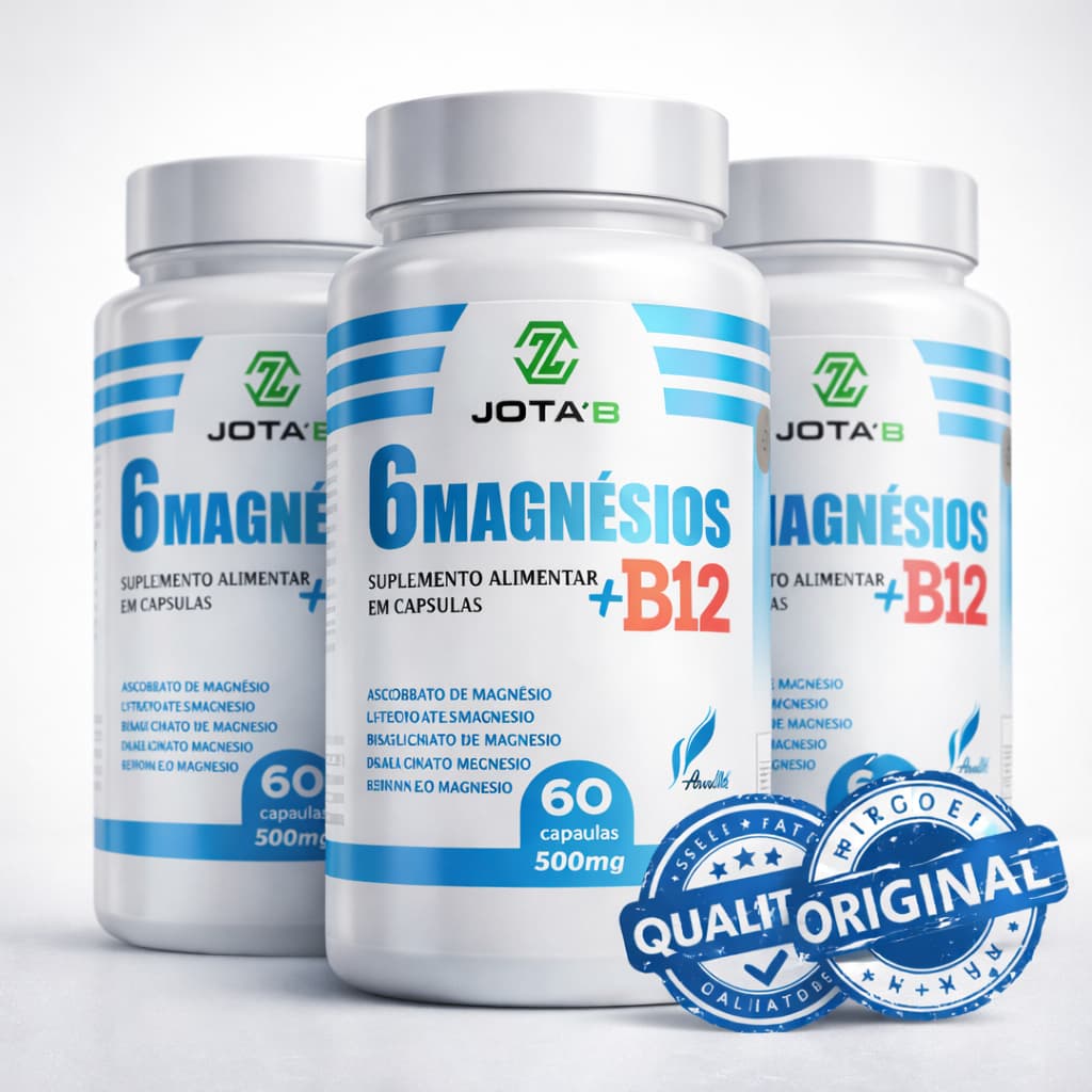 Suplemento 6 Magnésios com Vitamina B12 Metilcobalamina 60 Cápsulas - Envio Imediato