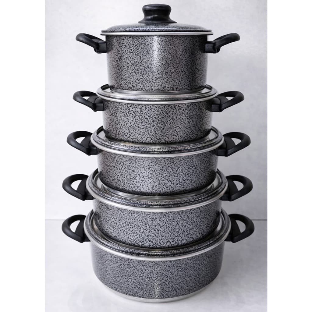 Jogo de Panelas 5 Peças Alumínio Craqueado Tradicional – Ideal para o Dia a Dia