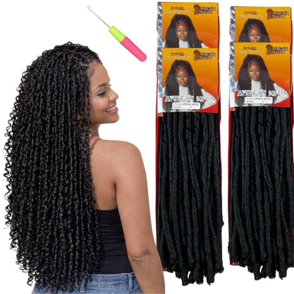 Kit 4 Pacotes Cabelo Nina Softex African Cacheado + Agulha crochet
