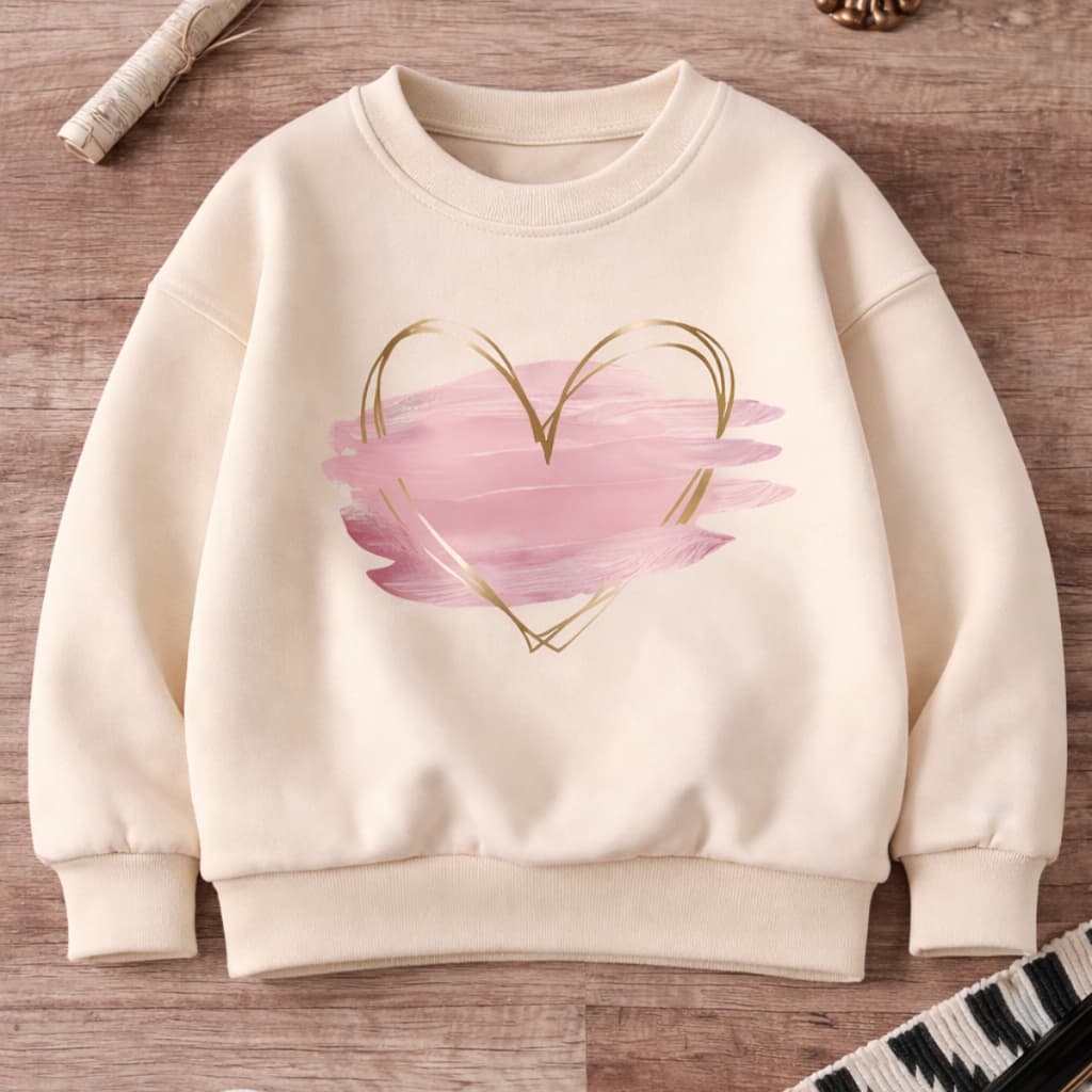 Moletom Infantil sem capuz de coração delicado estiloso flanelado tamanho 2 ao 12 envio imediato
