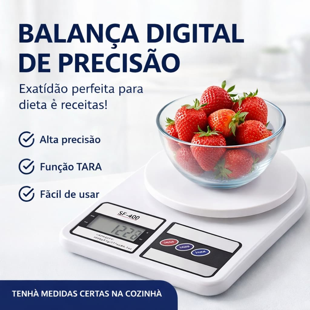 Balança Digital De Precisão Para  Cozinha, Para Uso Domestico e Profissional Fitness  Dietas Treinos Alimentos até 10kG