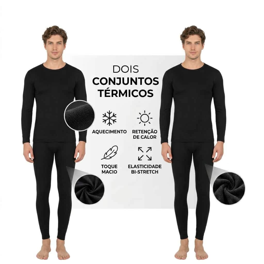 Kit 2 DOIS Conjuntos Térmicos Blusa Térmica Flanelada + Calça Térmica Flanelada Masculina