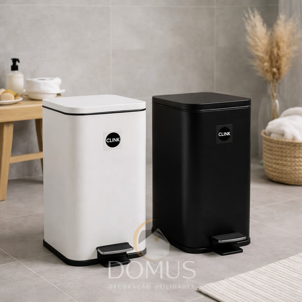 Lixeira 5 Litros com Pedal Amortecedor Banheiro Cozinha Escritório Preta Branca Compacta Moderna