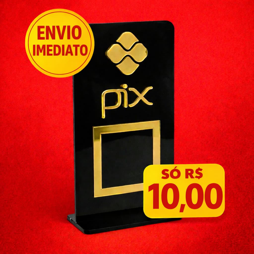 Placa PIX Encaixe Acrílica QR Code Display de Mesa
