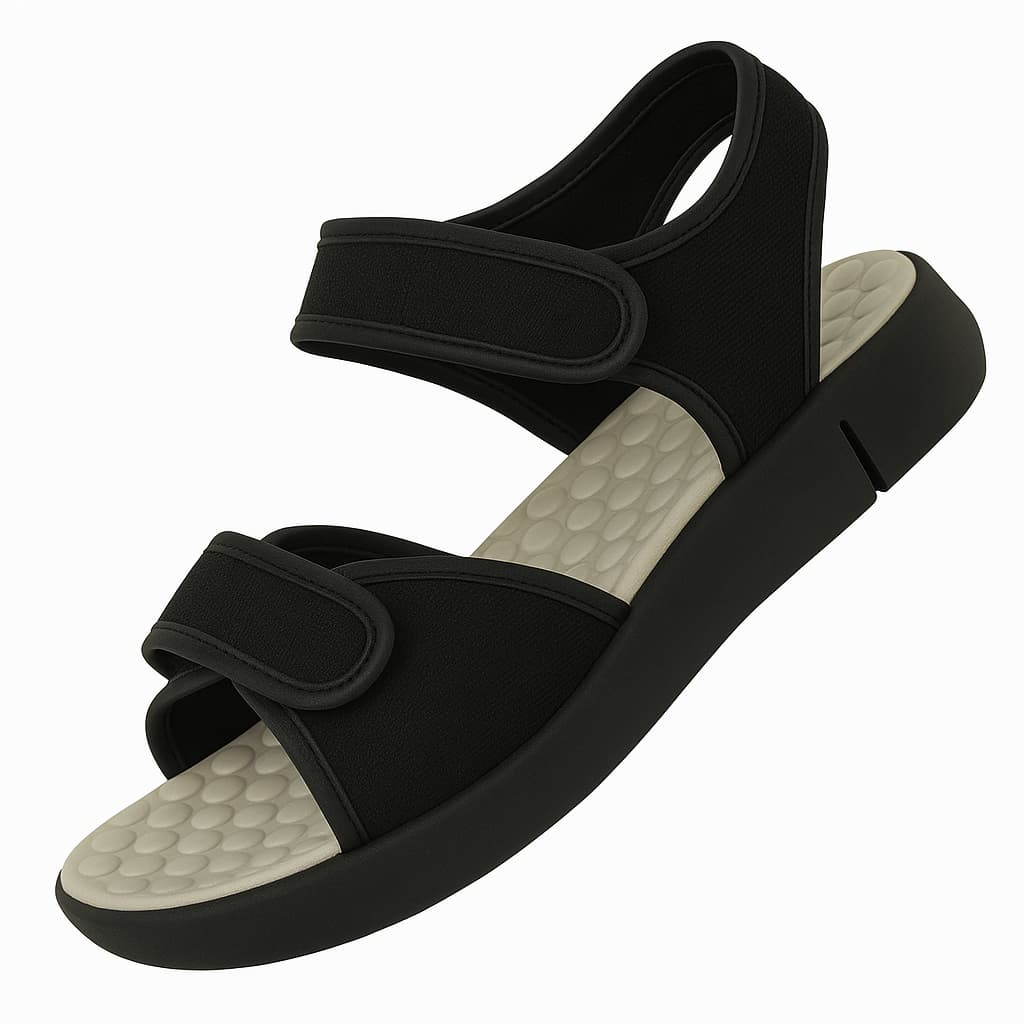 Sandália Feminina Ortopédica Macia Ultraconforto Massageadora Confortável Preta