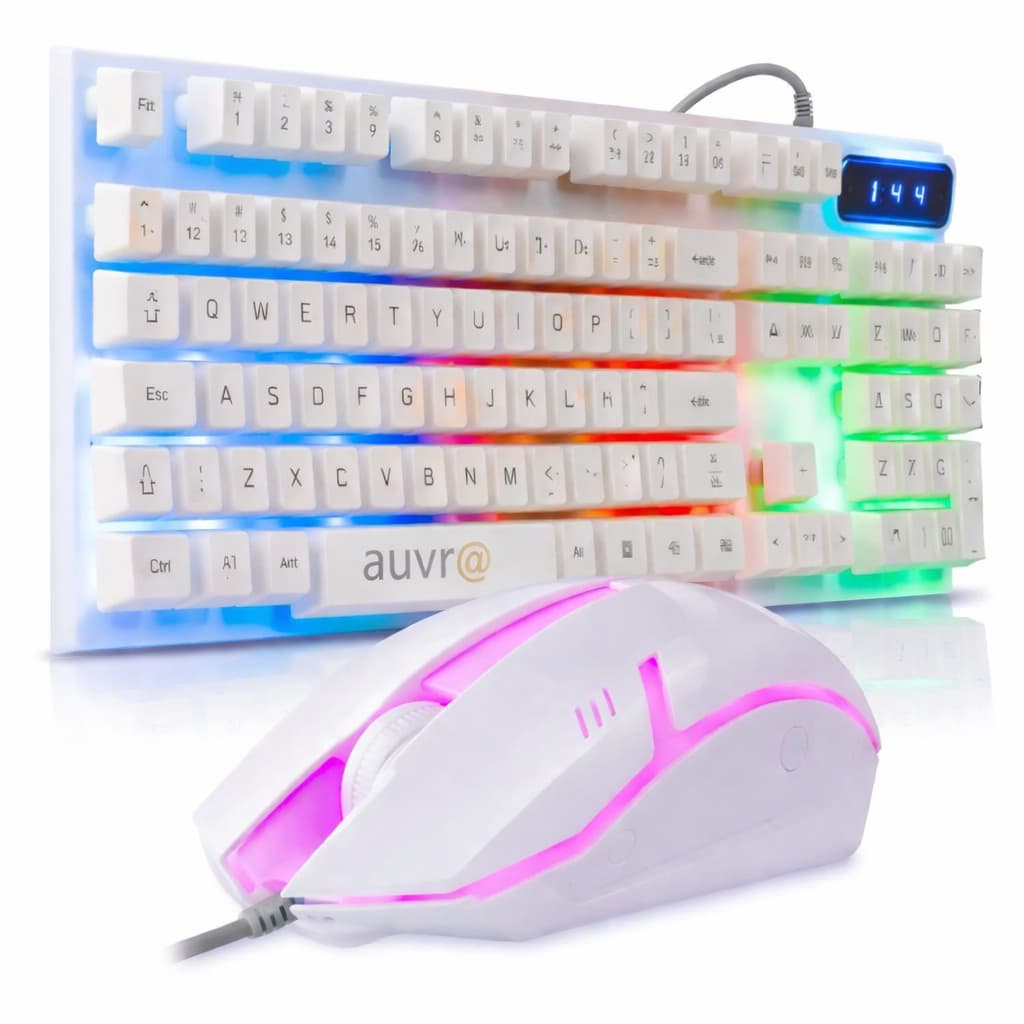 Kit Gamer Teclado Gamer E Mouse Branco Led Rgb Semi Mecanico Abnt2 Pc Ps5 com Tecla Ç