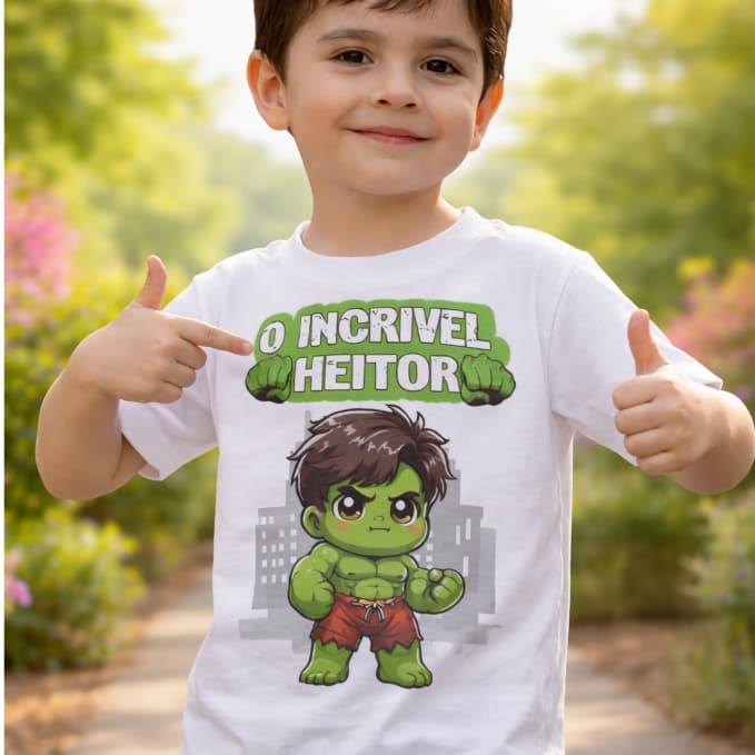 Camiseta Hulk Personalizada Infantil Nome Aniversário Festa Camisa Tema Hulk Criança