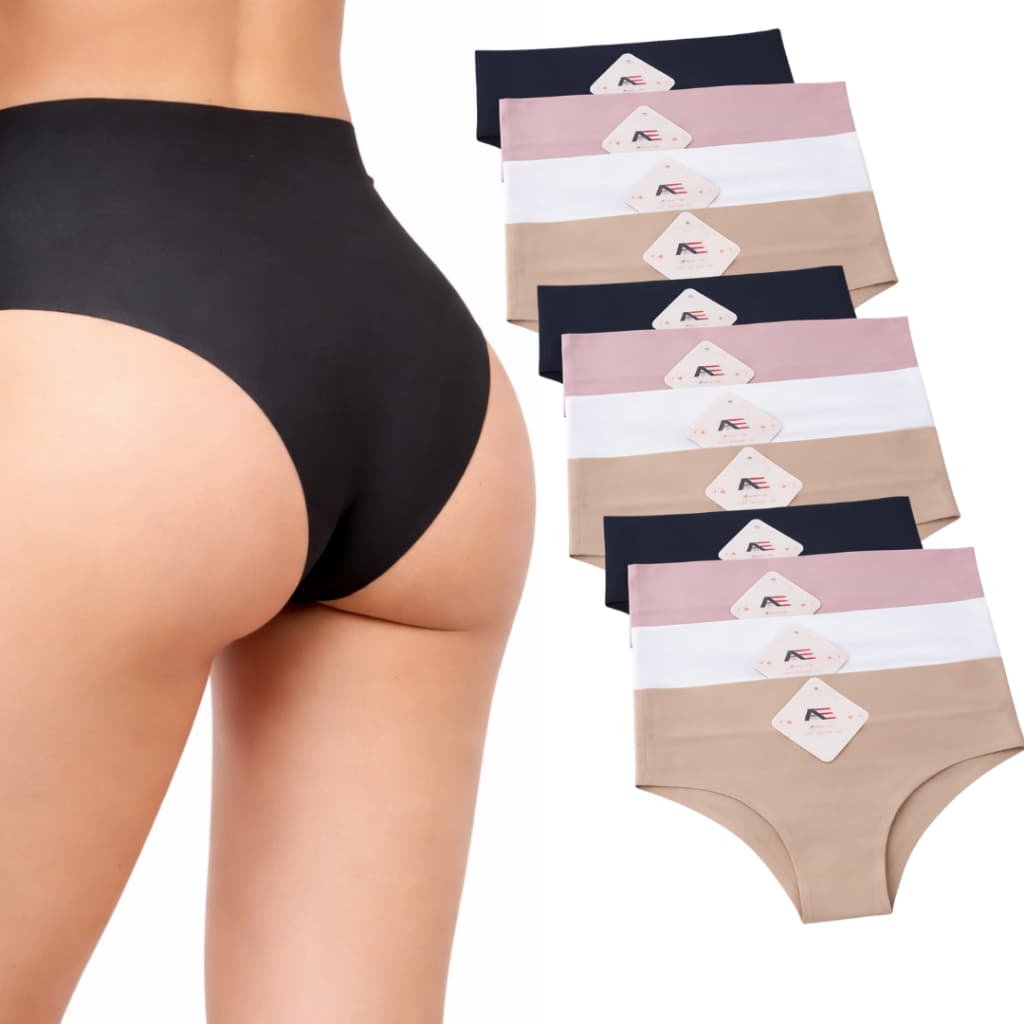 Kit Calcinhas Tanga Cós Alto 5 cm Sem Costura Laser